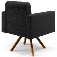 Kit 02 Poltronas Giratórias Manu L02 Capitonê Linho Chumbo - 5