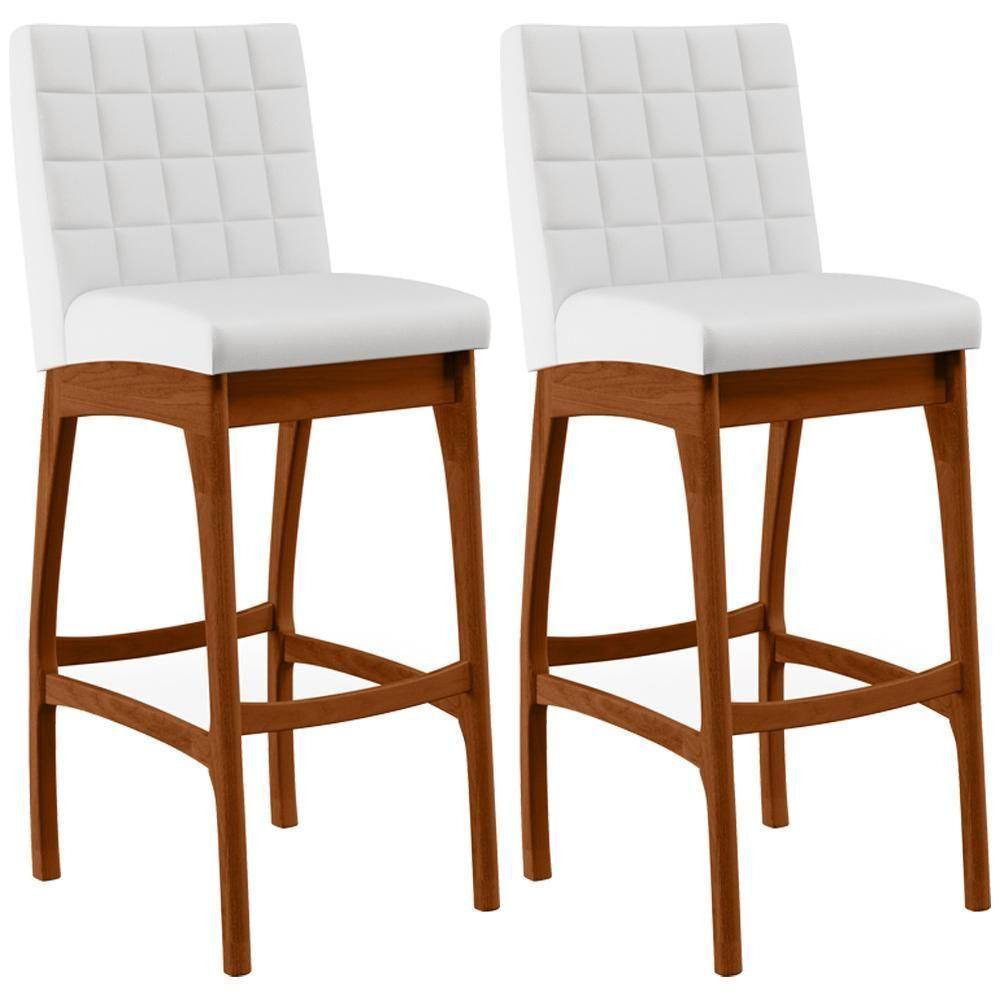 Kit 02 Banquetas Altas Para Cozinha B04 Branco Fosco - 1