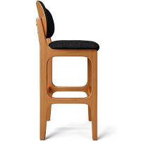 Kit 5 Banquetas Alta Betta Imbuia Linho Chumbo - 3