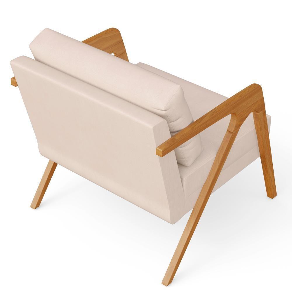 Kit 04 Poltronas Pietra Estrutura De Madeira L02 Suede Bege - 2