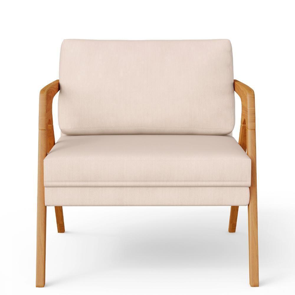 Kit 04 Poltronas Pietra Estrutura De Madeira L02 Suede Bege - 4