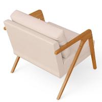 Kit 04 Poltronas Pietra Estrutura De Madeira L02 Suede Bege - 2