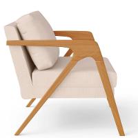 Kit 04 Poltronas Pietra Estrutura De Madeira L02 Suede Bege - 3