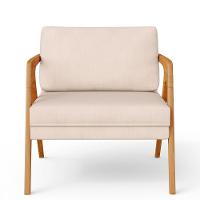 Kit 04 Poltronas Pietra Estrutura De Madeira L02 Suede Bege