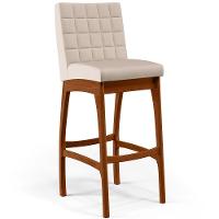 Banqueta Alta Cozinha De Jantar Fixa Mila B04 Suede Bege - 1