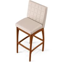 Banqueta Alta Cozinha De Jantar Fixa Mila B04 Suede Bege - 3