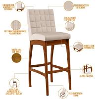 Banqueta Alta Cozinha De Jantar Fixa Mila B04 Suede Bege - 6