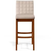 Banqueta Alta Cozinha De Jantar Fixa Mila B04 Suede Bege - 7
