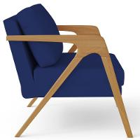 Kit 03 Poltronas Pietra L02 Suede Azul Marinho