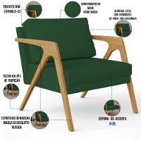 Kit 03 Poltronas Pietra L02 Suede Verde Musgo - 6