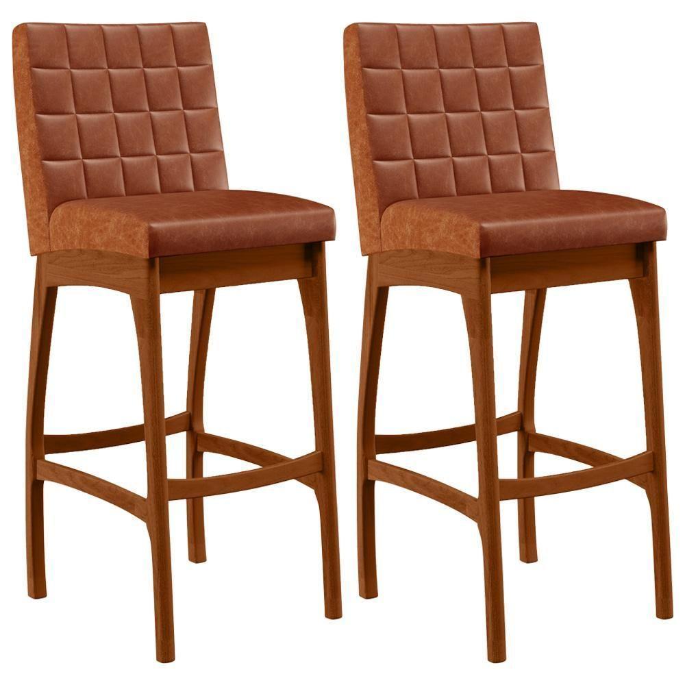 Kit 02 Banquetas Altas Cozinha Mila B04 Camel - 1