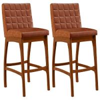 Kit 02 Banquetas Altas Cozinha Mila B04 Camel - 1