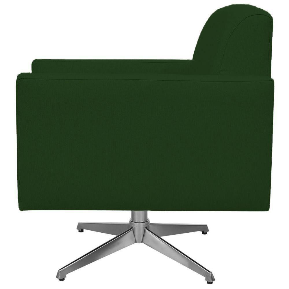 Kit 02 Poltronas Base Giratória Suede Verde Musgo - 2