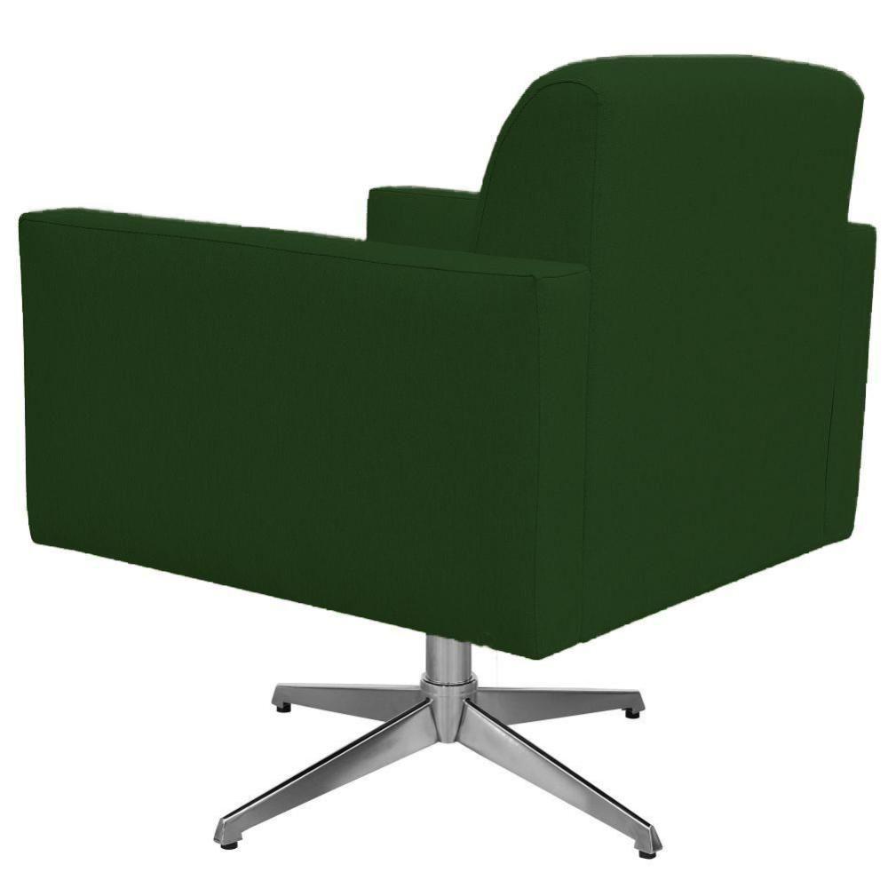 Kit 02 Poltronas Base Giratória Suede Verde Musgo - 3