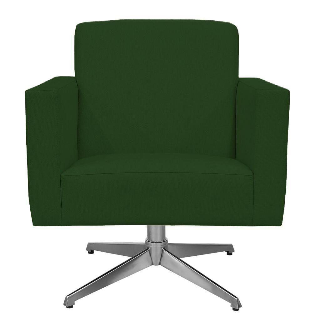 Kit 02 Poltronas Base Giratória Suede Verde Musgo - 4