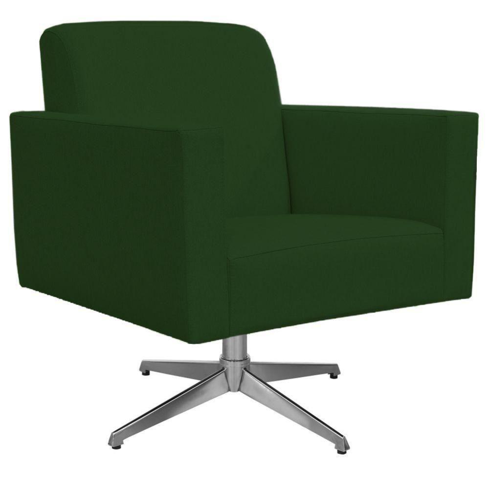Kit 02 Poltronas Base Giratória Suede Verde Musgo - 5