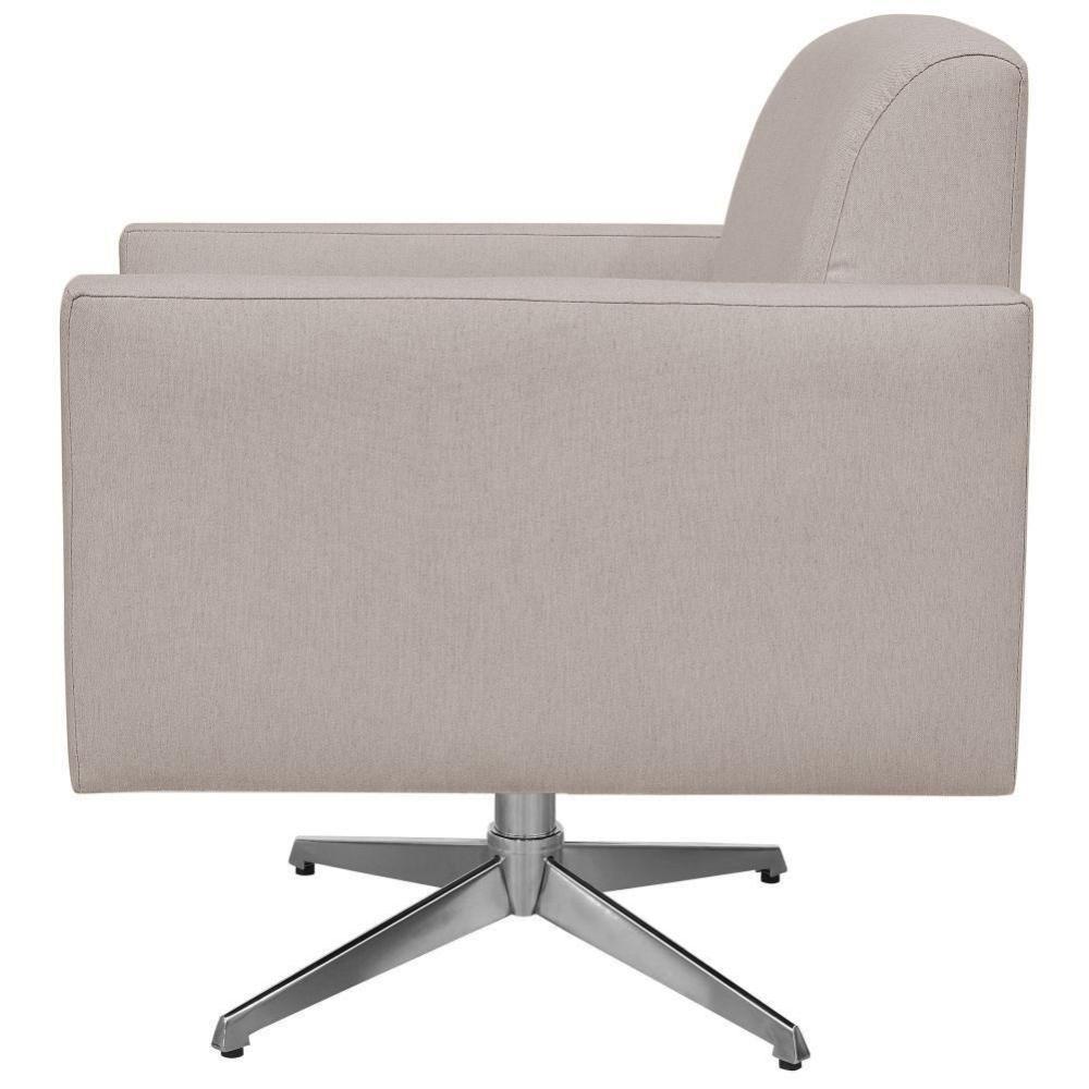 Kit 02 Poltronas Base Giratória Linho Bege - 5