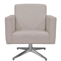 Kit 02 Poltronas Base Giratória Linho Bege - 6