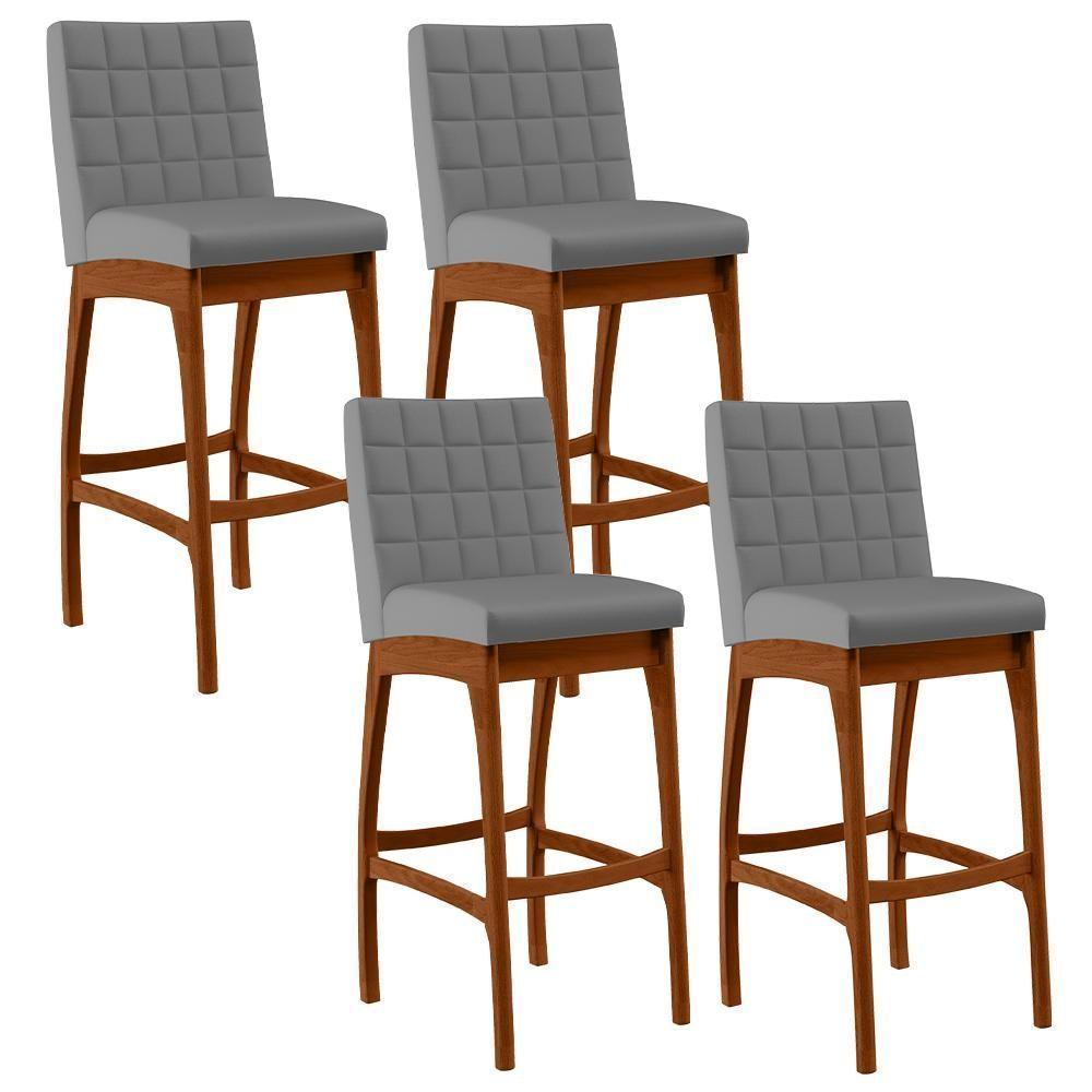 Kit 04 Banquetas Altas Cozinha Mila B04 Facto Cinza Fosco - 1