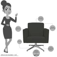 Kit 02 Poltronas Base Giratória Suede Cinza - 7