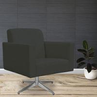 Kit 02 Poltronas Base Giratória Suede Cinza - 8