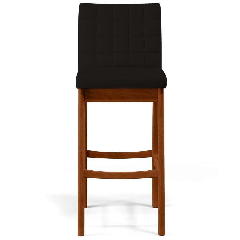 Banqueta Alta Cozinha De Jantar Fixa Mila B04 Suede Preto - 7