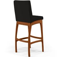 Banqueta Alta Cozinha De Jantar Fixa Mila B04 Suede Preto - 2