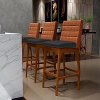 Banqueta Alta Cozinha De Jantar Fixa Mila B04 Camel Preto - 8