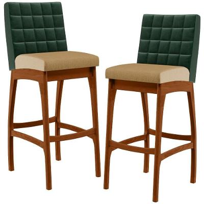 Kit 02 Banquetas Altas B04 Verde Musgo Bege Escuro