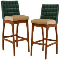 Kit 02 Banquetas Altas B04 Verde Musgo Bege Escuro - 1