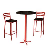 Conjunto Bistrô Mesa Com 2 Banquetas Altas Morumbi Vermelho E Tampo Preto - Cor: Preto - 6