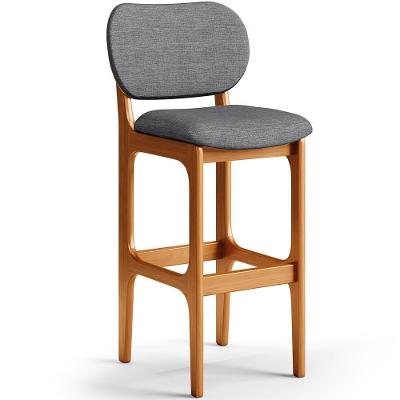 Banqueta Alta Bar Cozinha Betta L02 Imbuia Cinza Escuro