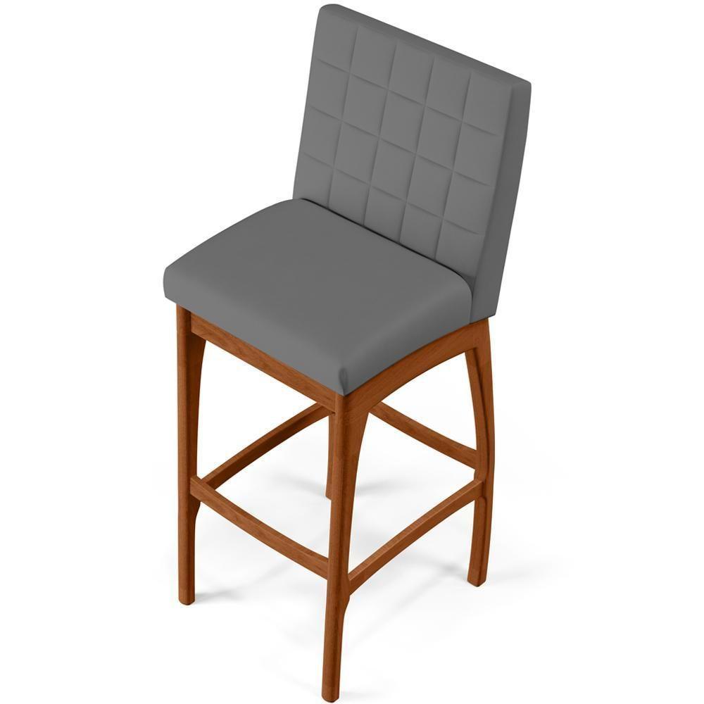 Kit 02 Banquetas Altas Cozinha Mila B04 Suede Cinza - 3