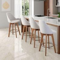 Kit 5 Banquetas Gourmet Giratória Maya Tecido Linho - 5