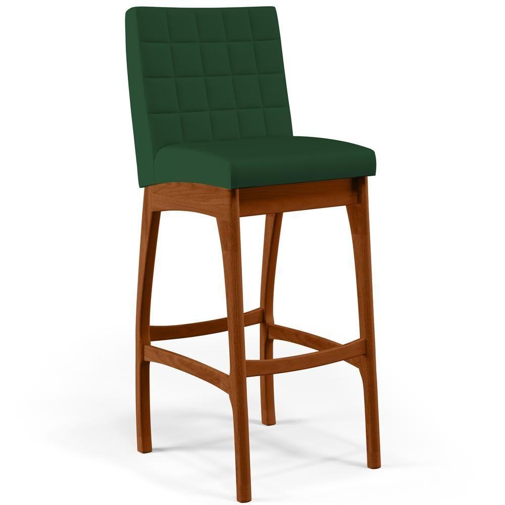 Kit 02 Banquetas Altas Cozinha Mila B04 Suede Verde Musgo - 8