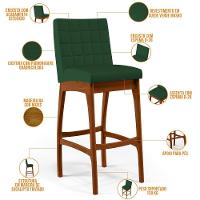 Kit 02 Banquetas Altas Cozinha Mila B04 Suede Verde Musgo - 7