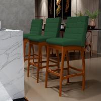 Kit 02 Banquetas Altas Cozinha Mila B04 Suede Verde Musgo - 9