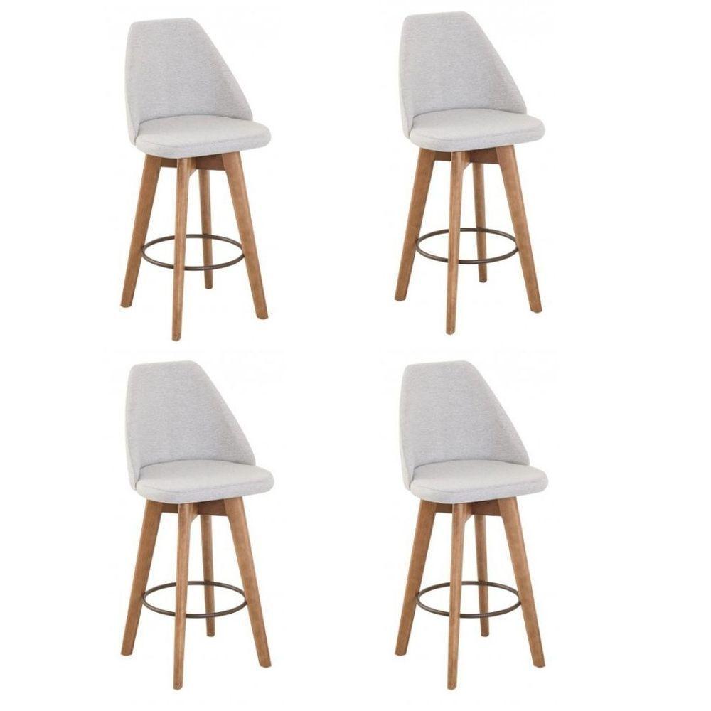 Kit 4 Banquetas Gourmet Giratória Maya Tecido Linho - 3