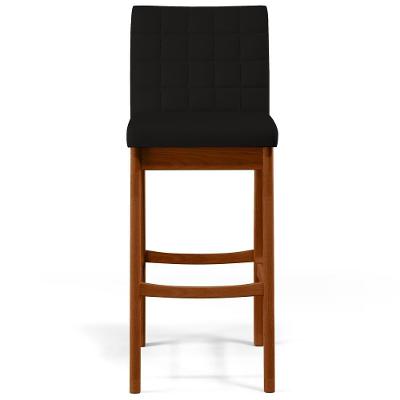 Kit 02 Banquetas Altas Cozinha Mila B04 Suede Preto