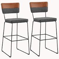 Kit 02 Banquetas Altas Allana L02 Faixa Camel Cinza Escuro - 1