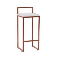 Kit 3 Banquetas Bar Cozinha Bistrô Altas Em Aço Industrial Dori Cobre Assento Suede Branco - 3