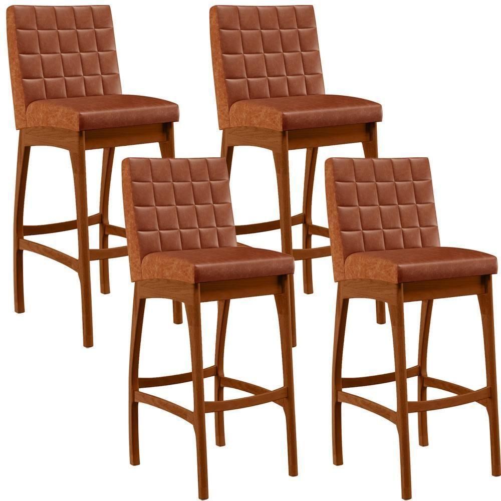 Kit 04 Banquetas Altas Cozinha Mila B04 Camel - 1