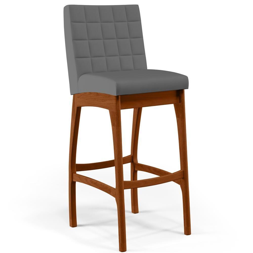 Kit 04 Banquetas Altas Cozinha Mila B04 Suede Cinza - 8