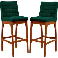 Kit 02 Banquetas Altas Cozinha Mila B04 Bouclê Verde - 1