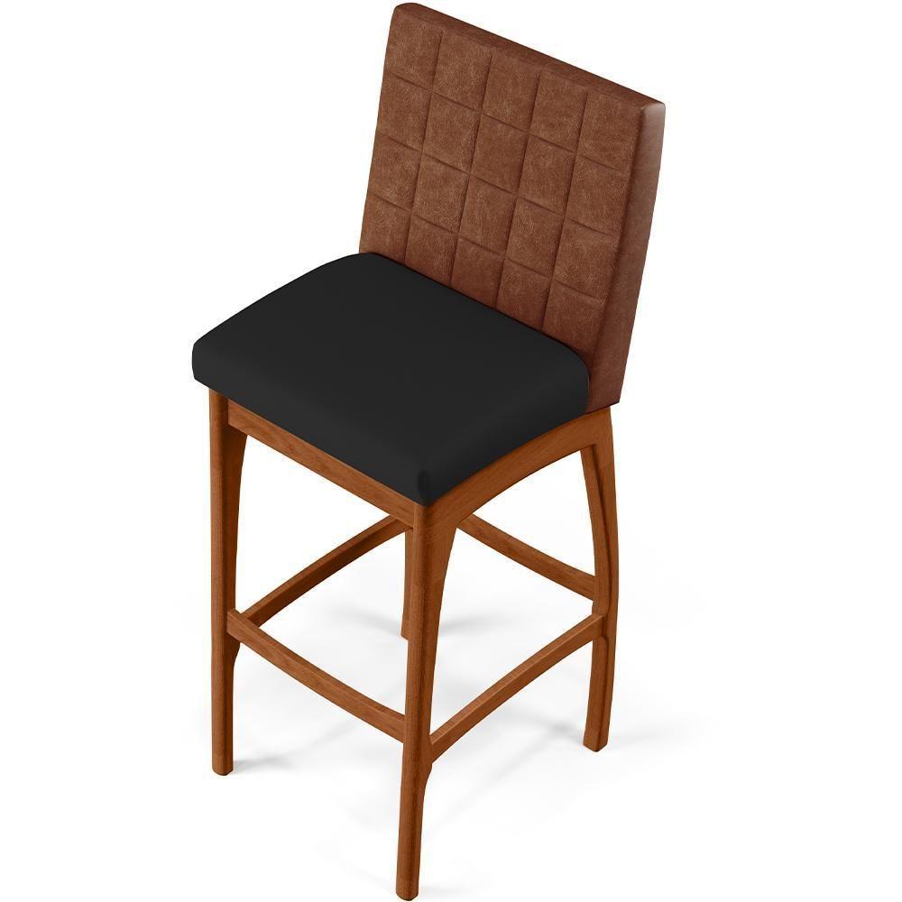Banqueta Alta Cozinha De Jantar Fixa Mila B04 Marrom Preto - 3