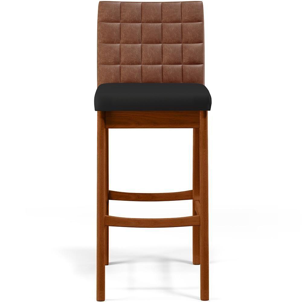Banqueta Alta Cozinha De Jantar Fixa Mila B04 Marrom Preto - 7