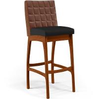 Banqueta Alta Cozinha De Jantar Fixa Mila B04 Marrom Preto - 1