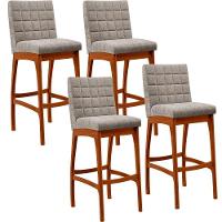 Kit 04 Banquetas Altas Cozinha Mila B04 Bouclê Bege - 1