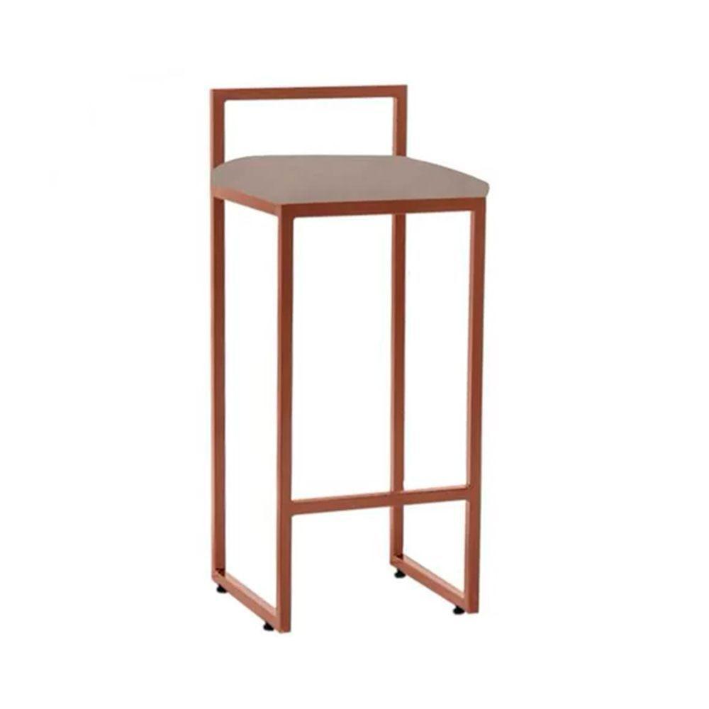 Kit 4 Banquetas Industrial Alta Bar Cozinha Bistrô Em Aço Dori Cobre Assento Suede Bege - 3
