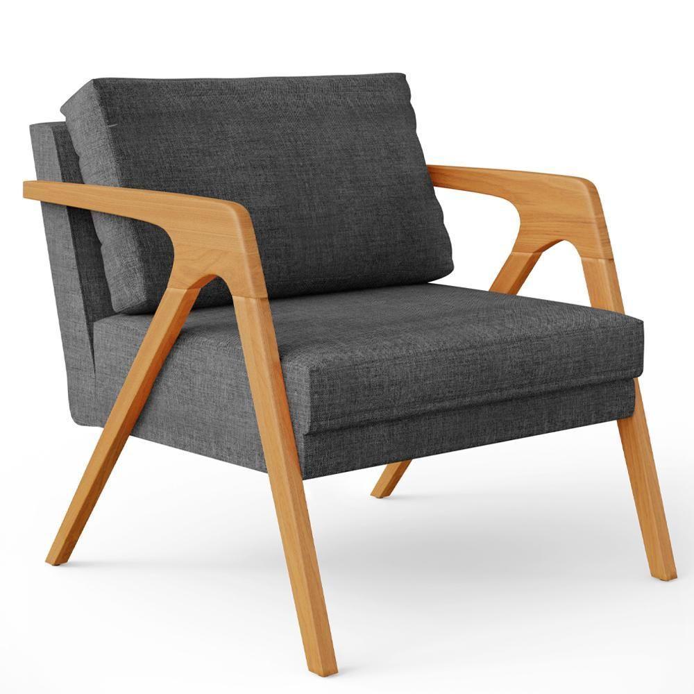 Kit 04 Poltrona Pietra L02 Linho Cinza Escuro - 7